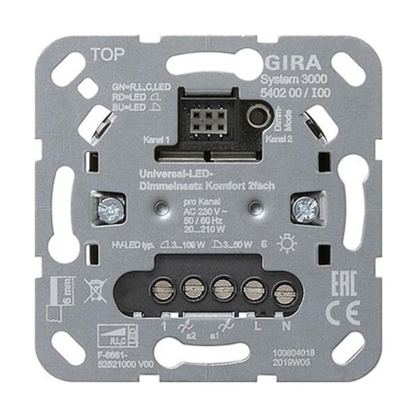 Gira System 3000 Universal-LED-Dimmeinsatz Komfort 2fach