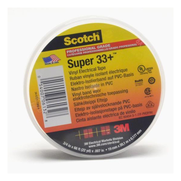 3M Scotch Super 33+ Vinyl Elektro-Isolierband Schwarz 19mm x 20m