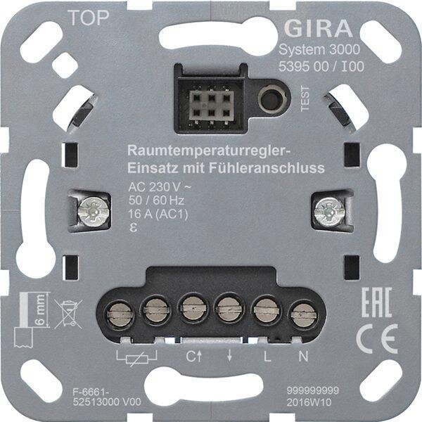 Gira System 3000 Raumtemperaturregler-Einsatz mit Fühleranschluss