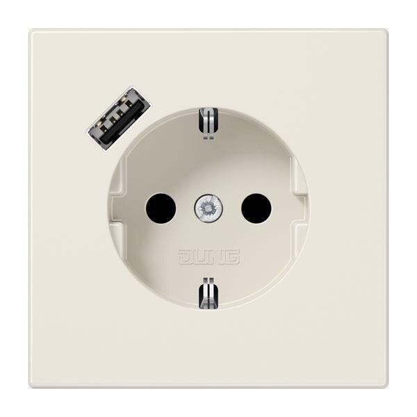 Jung Schuko Steckdose mit USB-Ladegerät SAFETY+ Serie LS weiß