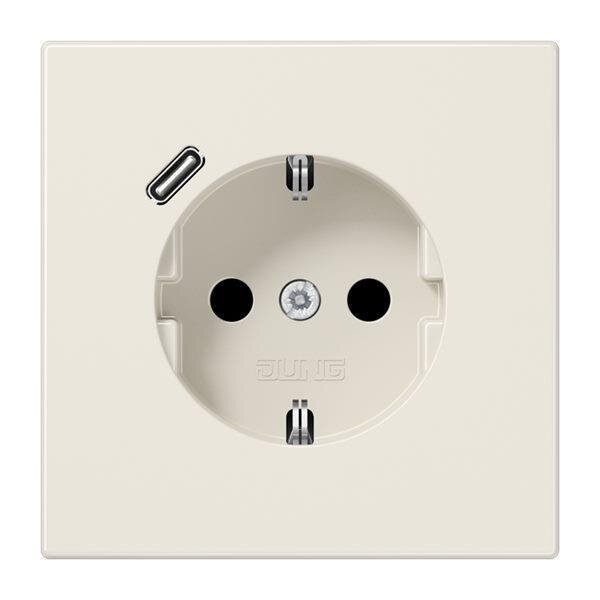 Jung Schuko Steckdose mit USB-Ladegerät SAFETY+ Serie LS weiß