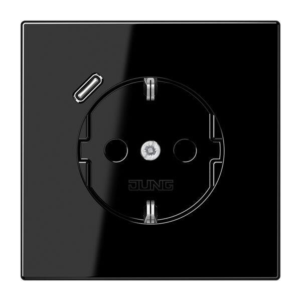 Jung Schuko Steckdose mit USB-Ladegerät SAFETY+ Serie LS schwarz