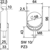 OBO Bügelschelle 2056 BS-H1-M-58 FT 52-58mm Stahl