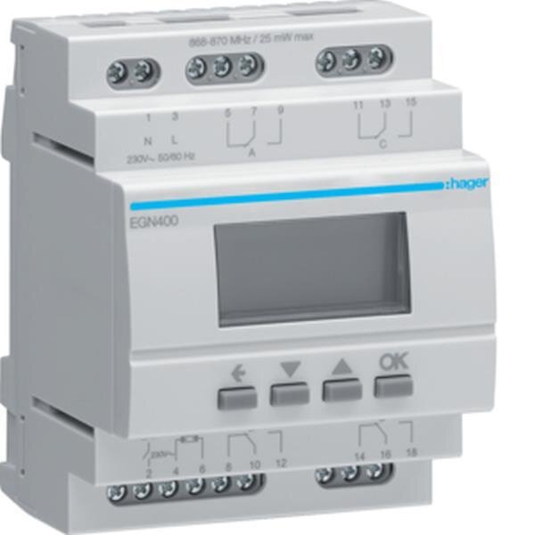 Hager EGN400 Digitale Multifunktions-Zeitschaltuhr mit Bluetooth, 4-Kanal