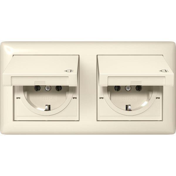 Gira Steckdose Schuko Set IP44 2fach Standard 55 cremeweiß glänzend