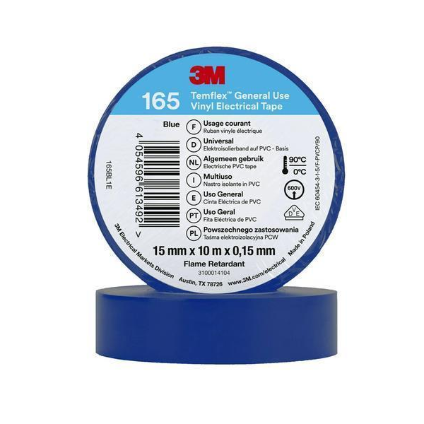 3M Temflex Vinyl-Isolierband 165 Blau 15 mm x 10 m 10Stk.