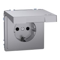 Merten Schuko-Steckdose m. Klappdeckel IP44 safety+ Edelstahl System Design