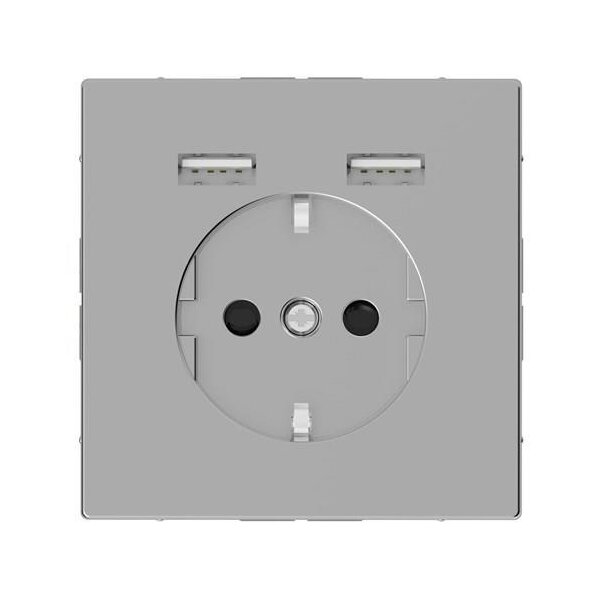 Merten Schuko Steckdose m. USB Ladegerät Edelstahl System Design